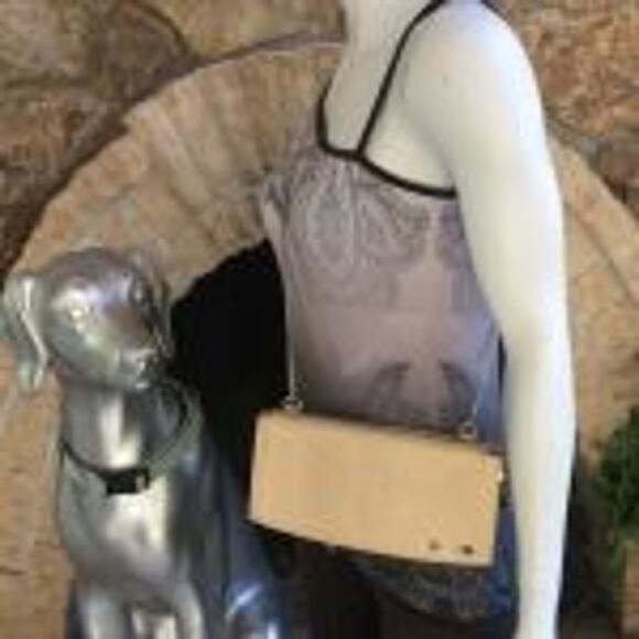 Rustic Couture Crossbody Wallet Cream Tan Chain Leather Western - Picture 8 of 8